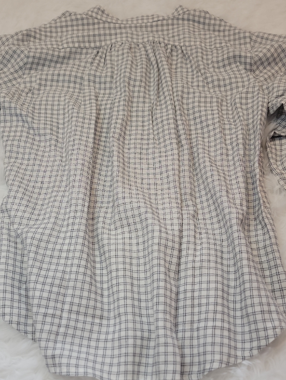NWT Madewell Bell Sleeve Button Down Shirt with Blue Windowpane Grid. Small - Picture 8 of 9